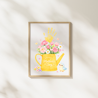 Mother’s Day Handprint Craft Printable | “Happy Mother’s Day” Flower Watering Can Keepsake | Preschool Kids Mother’s Day Activity PDF