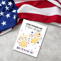Christian 4th of July Handprint Craft Printable | God Picked Me to Shine His Light | Faith-Based Independence Day Keepsake for Kids