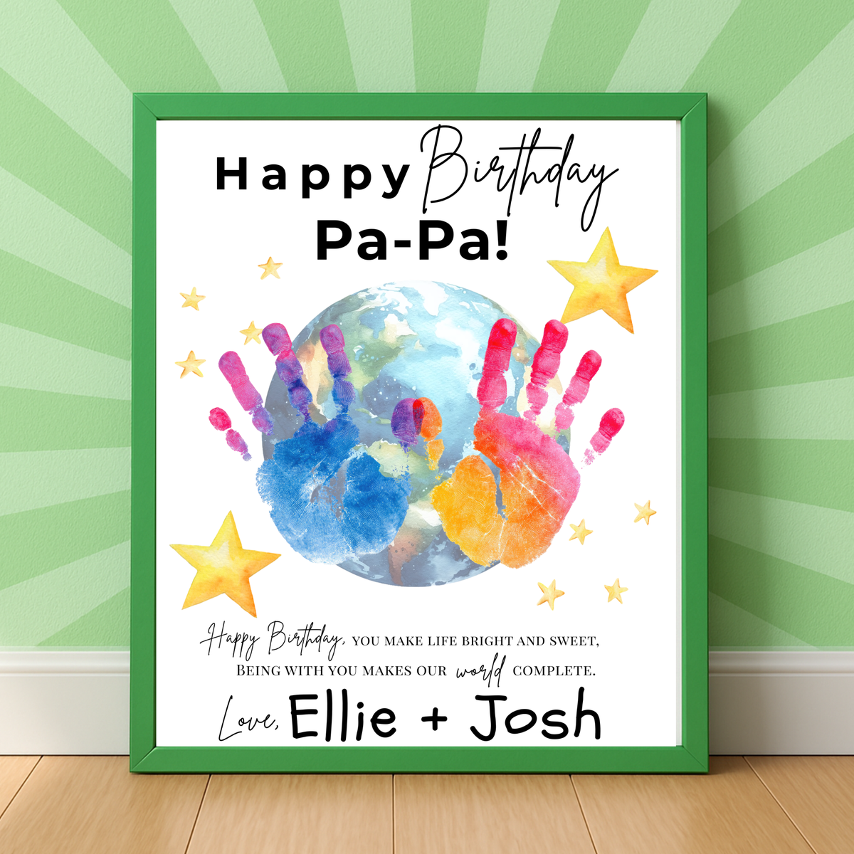 PaPa Birthday Handprint Craft Printable | Happy Birthday Pa-Pa Keepsake from Kids | Grandpa Birthday Gift | 1 or 2 Handprints | Kids DIY Art PDF