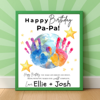 PaPa Birthday Handprint Craft Printable | Happy Birthday Pa-Pa Keepsake from Kids | Grandpa Birthday Gift | 1 or 2 Handprints | Kids DIY Art PDF
