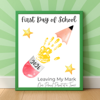 First Day of School Pencil Handprint Craft Printable | Back to School Keepsake Art | Leaving My Mark School Sign 2026 | Preschool DIY Handprint PDF