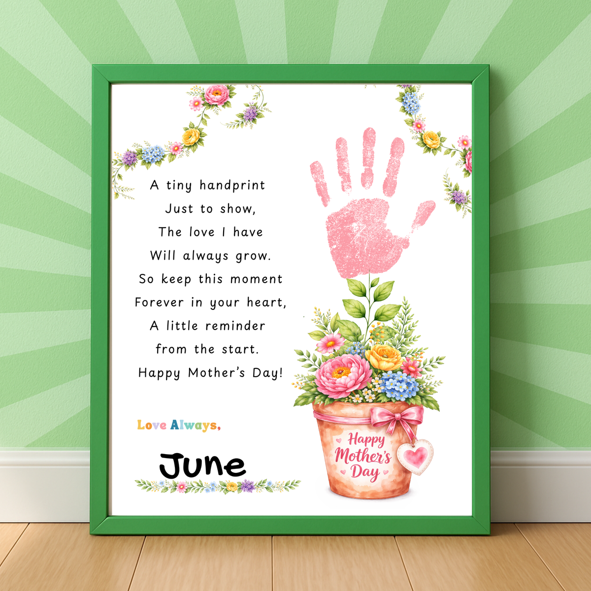 Mother’s Day Handprint Flower Pot Craft Printable | Keepsake Gift for Mom from Kids | Preschool DIY Handprint Art PDF | Happy Mother’s Day Craft