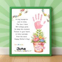 Mother’s Day Handprint Flower Pot Craft Printable | Keepsake Gift for Mom from Kids | Preschool DIY Handprint Art PDF | Happy Mother’s Day Craft