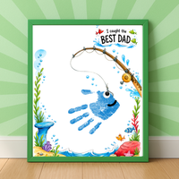 Fishing Dad Handprint Craft Printable | Father’s Day & Birthday Gift from Kids | I Caught the Best Dad Keepsake | Preschool DIY PDF