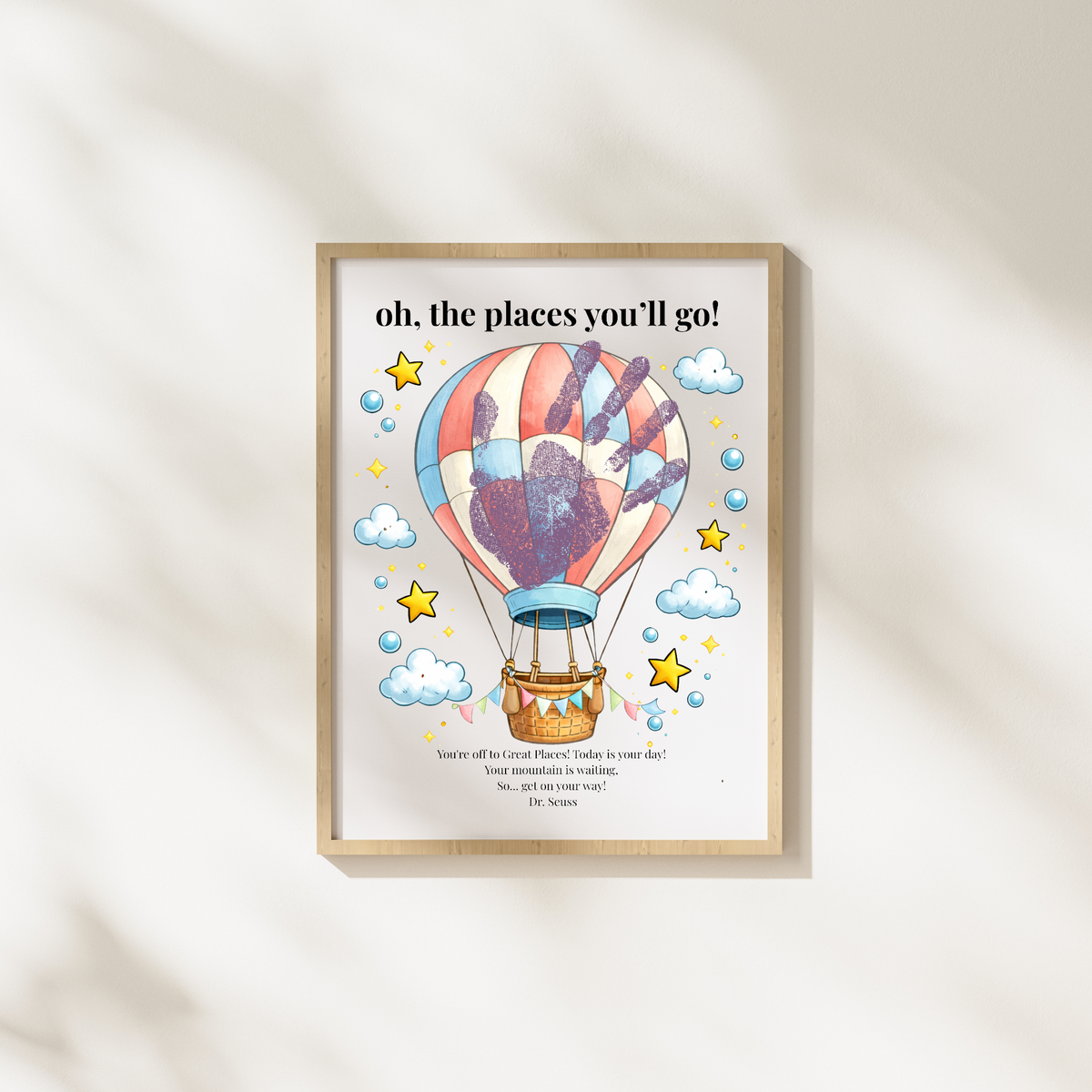 Hot Air Balloon Graduation Handprint Craft Printable | “Oh, the Places You’ll Go!” Inspirational Keepsake | End of Year Art PDF