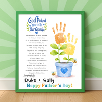 God Picked You to Be Our Grandpa Handprint Craft Printable | Christian Father’s Day Gift for Grandpa | Handprint Flower Keepsake from Grandkids