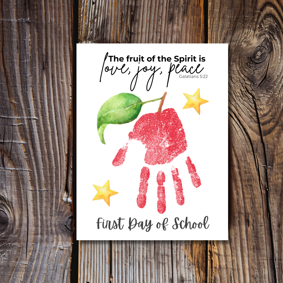 Fruit of the Spirit Apple Handprint Craft Printable | First & Last Day of School Keepsake | Christian Back to School Activity