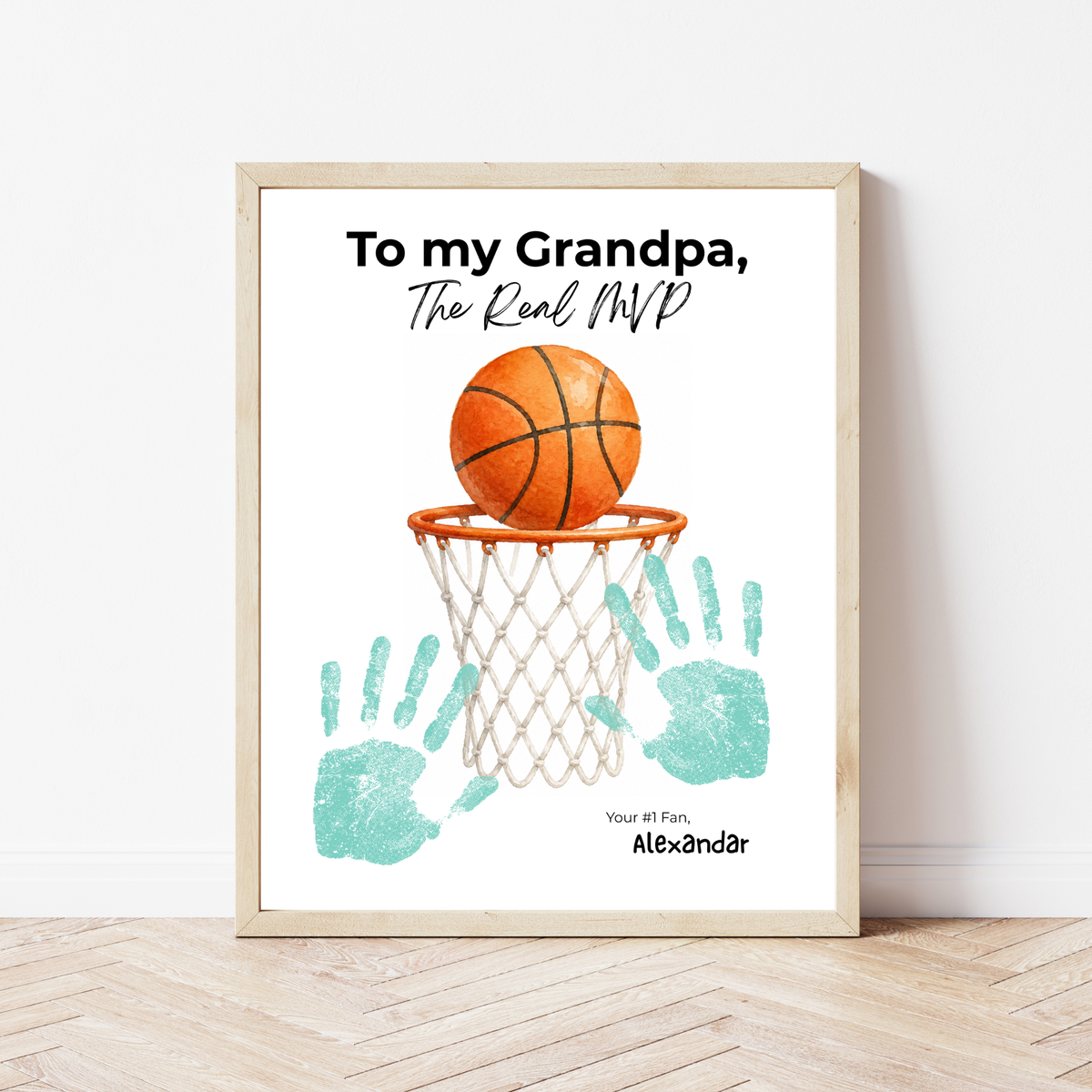 Basketball Grandpa Handprint Craft Printable, To My Grandpa The Real MVP, Basketball Grandpa Birthday Gift, Sports Grandpa Keepsake from Kids