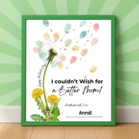 Mother’s Day Dandelion Handprint Craft Printable | I Couldn’t Wish for a Better Mom Keepsake | Preschool DIY Mother’s Day Gift | Kids Fingerprint Art PDF