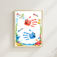 Red Fish Blue Fish Handprint Craft Printable | Kids Literacy Art Activity | Color Learning Classroom Keepsake PDF