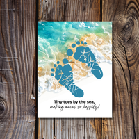 Tiny Toes by the Sea Footprint Craft Printable | Beach Footprint Keepsake | Summer Ocean Nursery Art for Kids