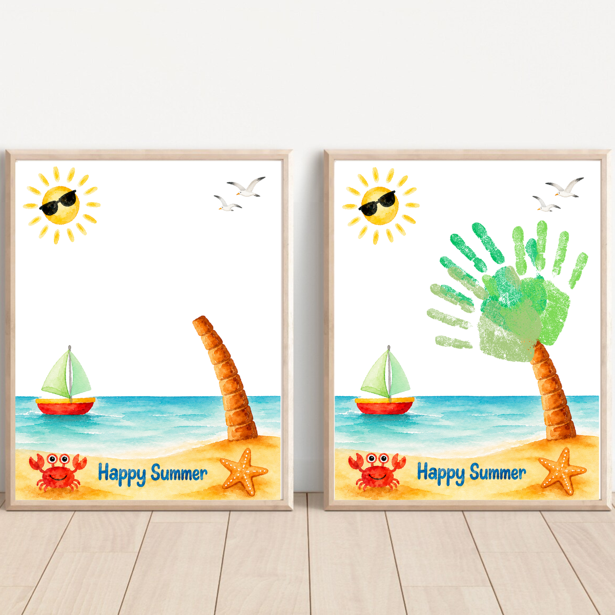 Summer Palm Tree Handprint Craft Printable | Beach Handprint Art for Kids | Summer Keepsake Activity | Preschool Kindergarten Daycare Craft