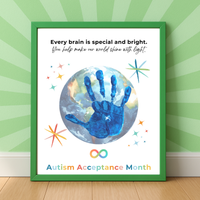 Autism Acceptance Month Handprint Craft Printable | Every Brain is Special and Bright | Classroom Autism Awareness Activity | Preschool Keepsake PDF