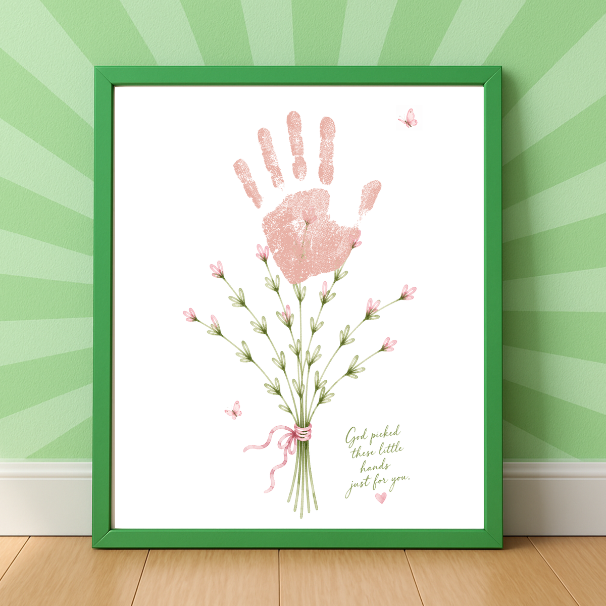 Christian Mother’s Day Handprint Craft Printable | God Picked These Little Hands for You | Mom Grandma Aunt Keepsake Gift | Birthday & Valentine’s Day Printable