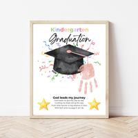 Christian Kindergarten Graduation Handprint Craft Printable | Graduation Keepsake | God Leads My Journey Kinder Graduation Art | End of Year DIY PDF