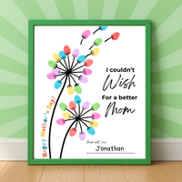 Mother’s Day Fingerprint Craft Printable | I Couldn’t Wish for a Better Mom Keepsake | Preschool DIY Mom Gift | Dandelion Fingerprint Art PDF