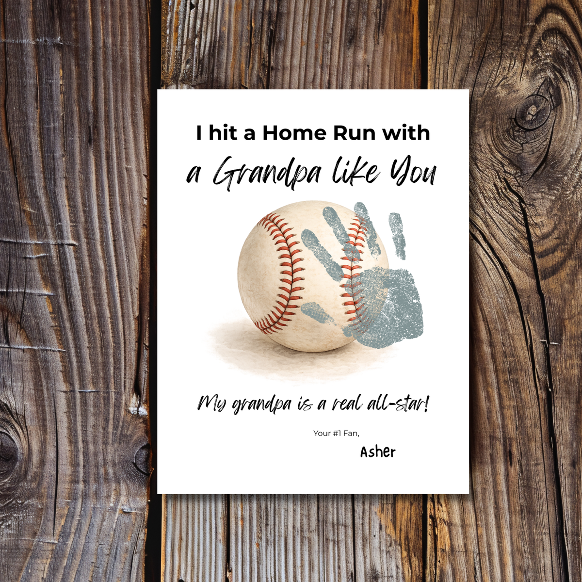 Baseball Handprint Craft for Grandpa, I Hit a Home Run with a Grandpa Like You Printable, Father’s Day Baseball Keepsake from Kids