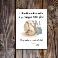 Baseball Handprint Craft for Grandpa, I Hit a Home Run with a Grandpa Like You Printable, Father’s Day Baseball Keepsake from Kids