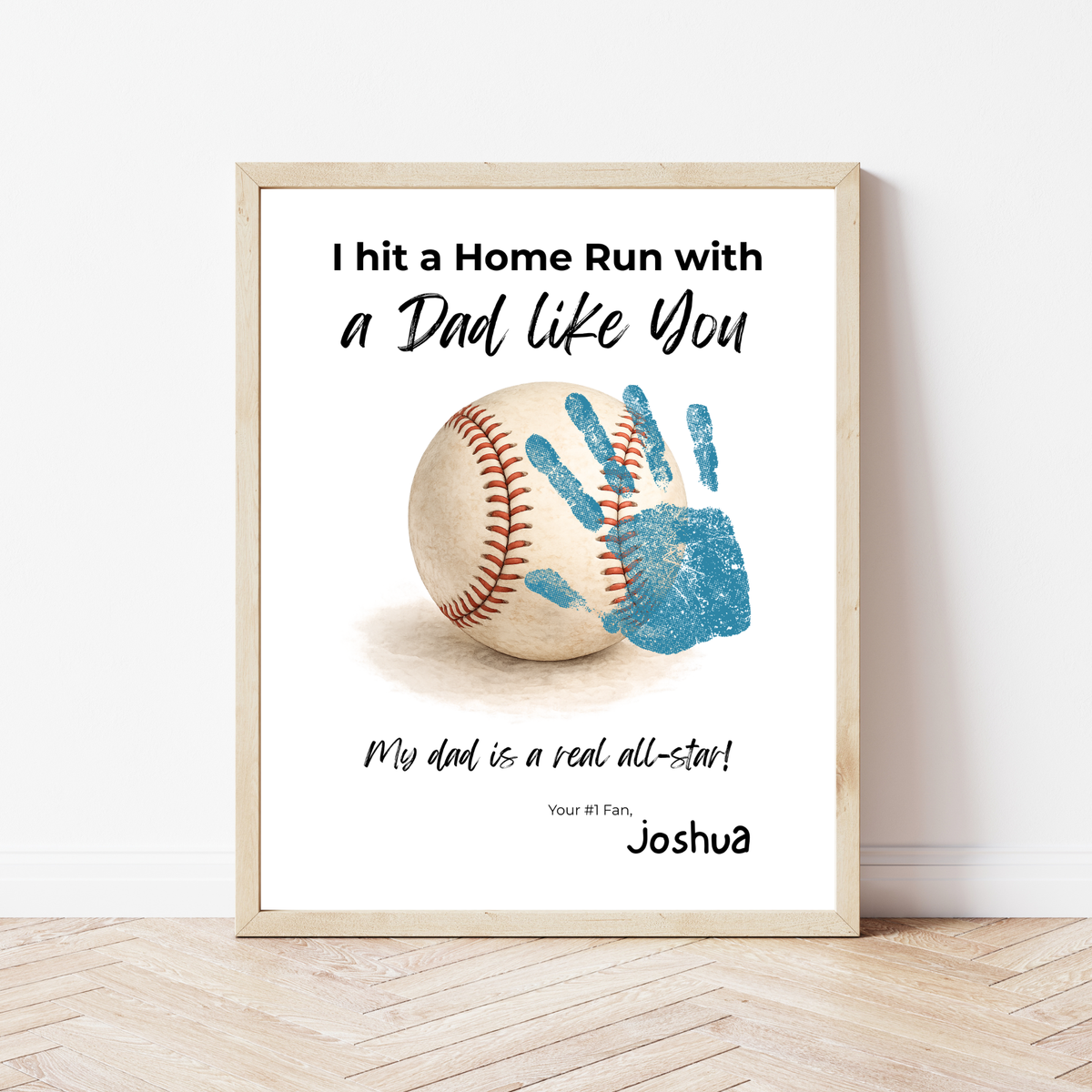 Baseball Handprint Craft for Dad, I Hit a Home Run with a Dad Like You Printable, Father’s Day Baseball Keepsake from Kids