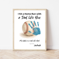 Baseball Handprint Craft for Dad, I Hit a Home Run with a Dad Like You Printable, Father’s Day Baseball Keepsake from Kids