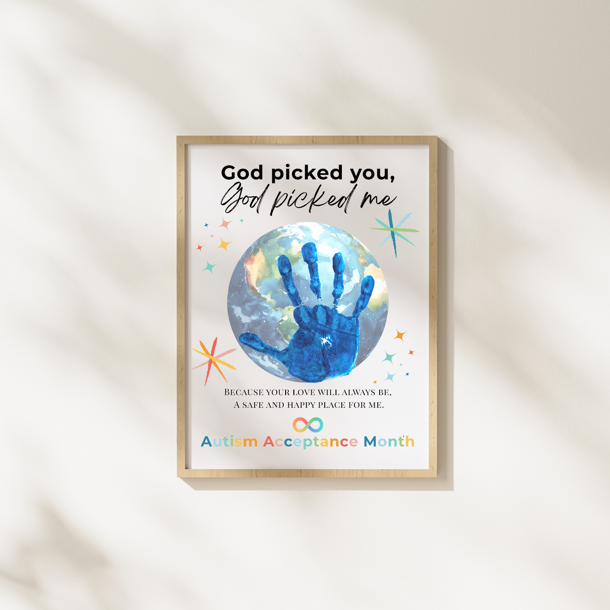 Autism Acceptance Month Handprint Craft Printable | “God Picked You, God Picked Me” Faith-Based Inclusion Activity | Christian Kids Art PDF