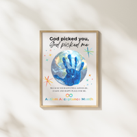 Autism Acceptance Month Handprint Craft Printable | “God Picked You, God Picked Me” Faith-Based Inclusion Activity | Christian Kids Art PDF