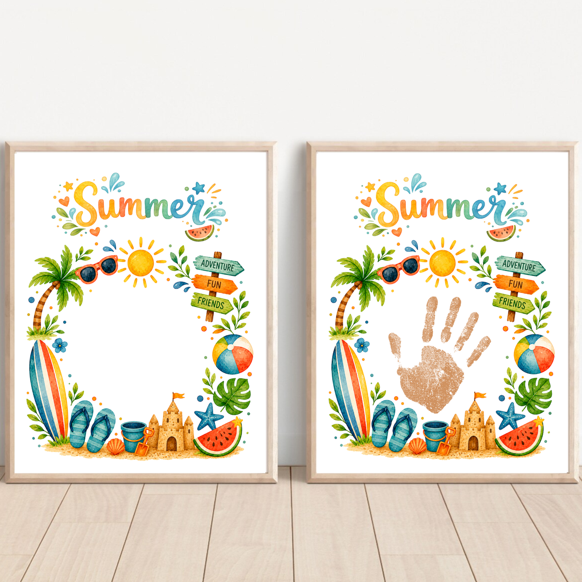 Summer Handprint Craft Printable | Summer Keepsake Activity for Kids | Preschool Kindergarten Beach Theme Craft