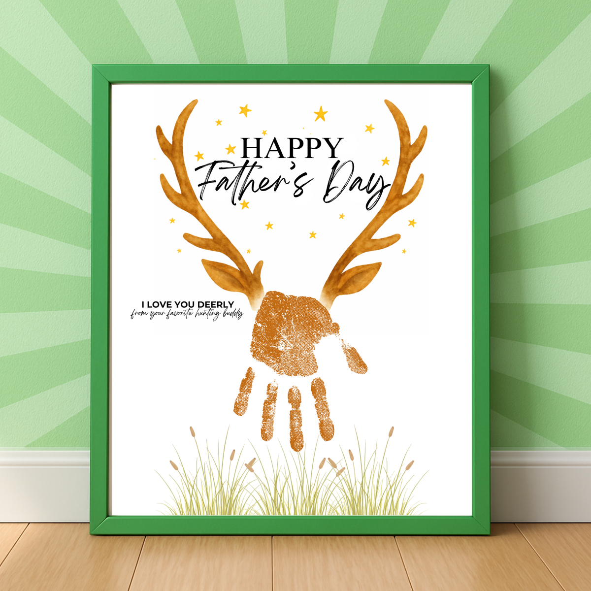 Father’s Day Handprint Craft Printable | Happy Father’s Day Deer Keepsake from Kids | Hunting Dad Gift | Preschool DIY Handprint Art PDF