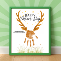 Father’s Day Handprint Craft Printable | Happy Father’s Day Deer Keepsake from Kids | Hunting Dad Gift | Preschool DIY Handprint Art PDF