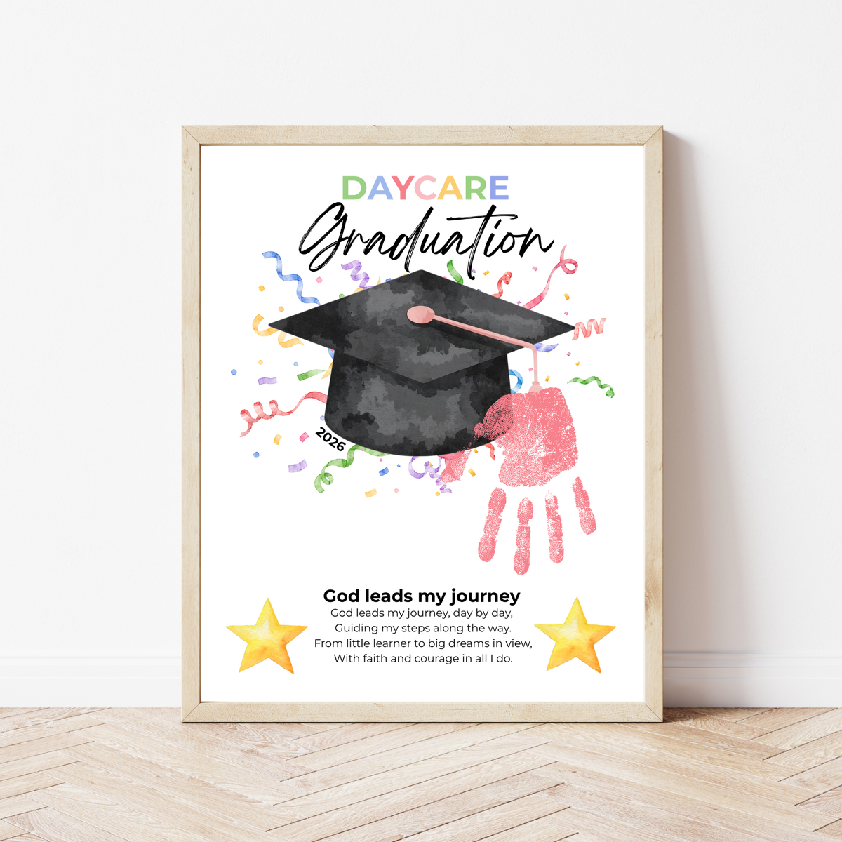 Daycare Graduation Handprint Craft Printable, Christian Graduation Keepsake for Kids, God Leads My Journey, Preschool Graduation Activity, Instant Download