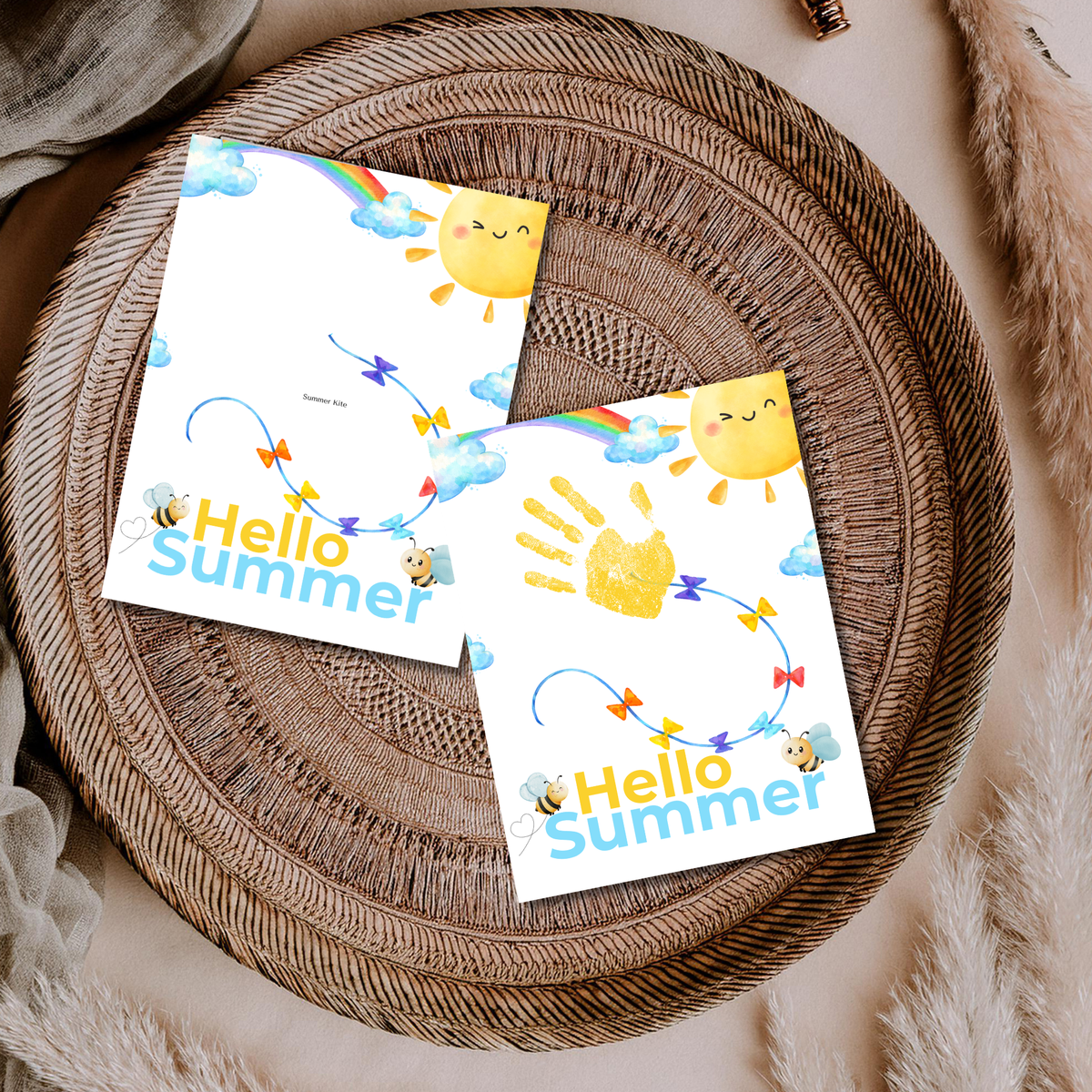 Hello Summer Handprint Craft Printable | Summer Keepsake Activity for Kids | Preschool Kindergarten End of School Year Craft