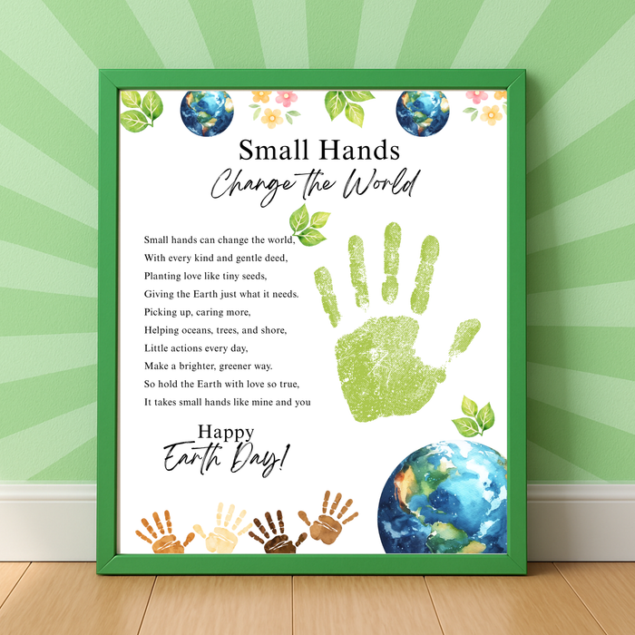 Earth Day Handprint Craft Printable | Small Hands Change the World Keepsake | Preschool Earth Day Activity | Classroom Spring Craft PDF