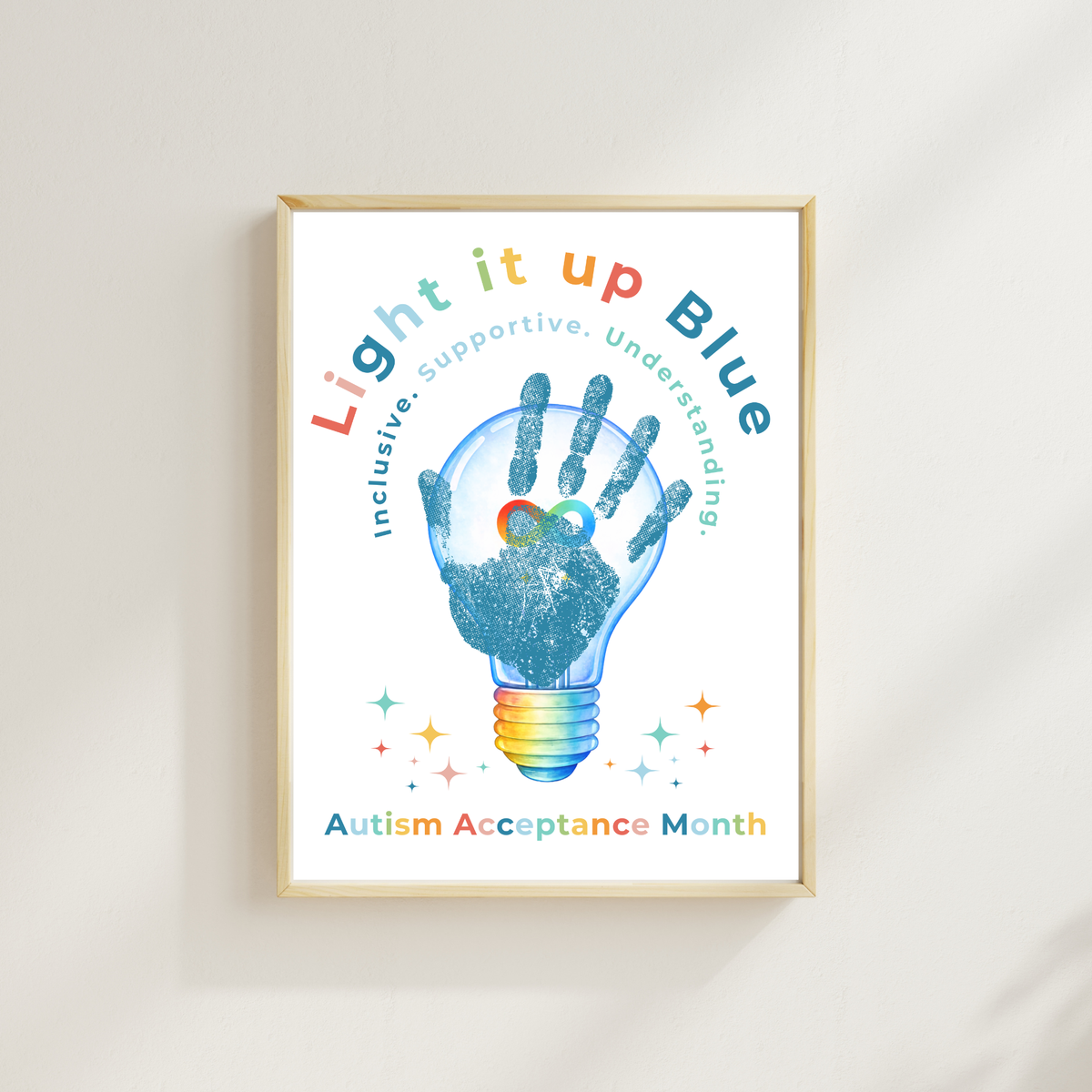 Autism Acceptance Month “Light It Up Blue” Handprint Craft Printable | Autism Awareness & Inclusion Kids Activity | Classroom SEL Art PDF