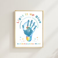 Autism Acceptance Month “Light It Up Blue” Handprint Craft Printable | Autism Awareness & Inclusion Kids Activity | Classroom SEL Art PDF