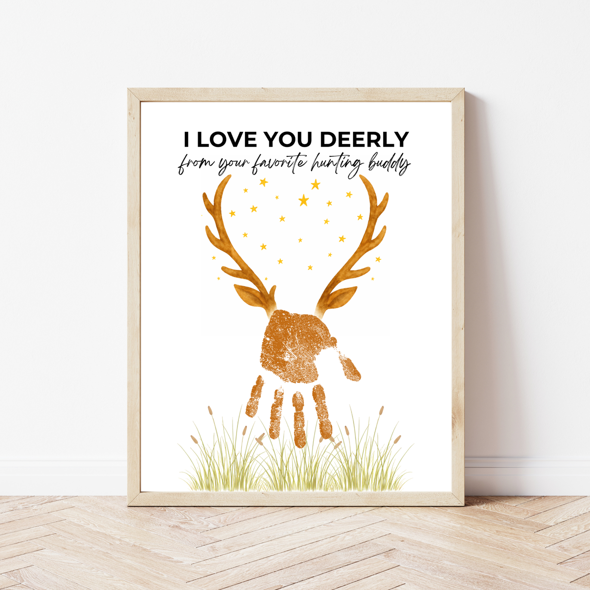 Father’s Day Handprint Craft Printable | I Love You Deerly Keepsake from Kids | Hunting Dad Gift | Preschool DIY Handprint Art PDF
