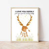 Father’s Day Handprint Craft Printable | I Love You Deerly Keepsake from Kids | Hunting Dad Gift | Preschool DIY Handprint Art PDF