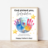 Christian Father’s Day Globe Handprint Craft Printable | God Picked You Dad Keepsake | Kids Handprint Art Gift | Preschool DIY PDF