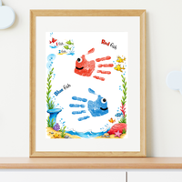 Red Fish Blue Fish Handprint Craft Printable | Kids Literacy Art Activity | Color Learning Classroom Keepsake PDF