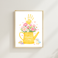 Mother’s Day Handprint Craft Printable | “Happy Mother’s Day” Flower Watering Can Keepsake | Preschool Kids Mother’s Day Activity PDF