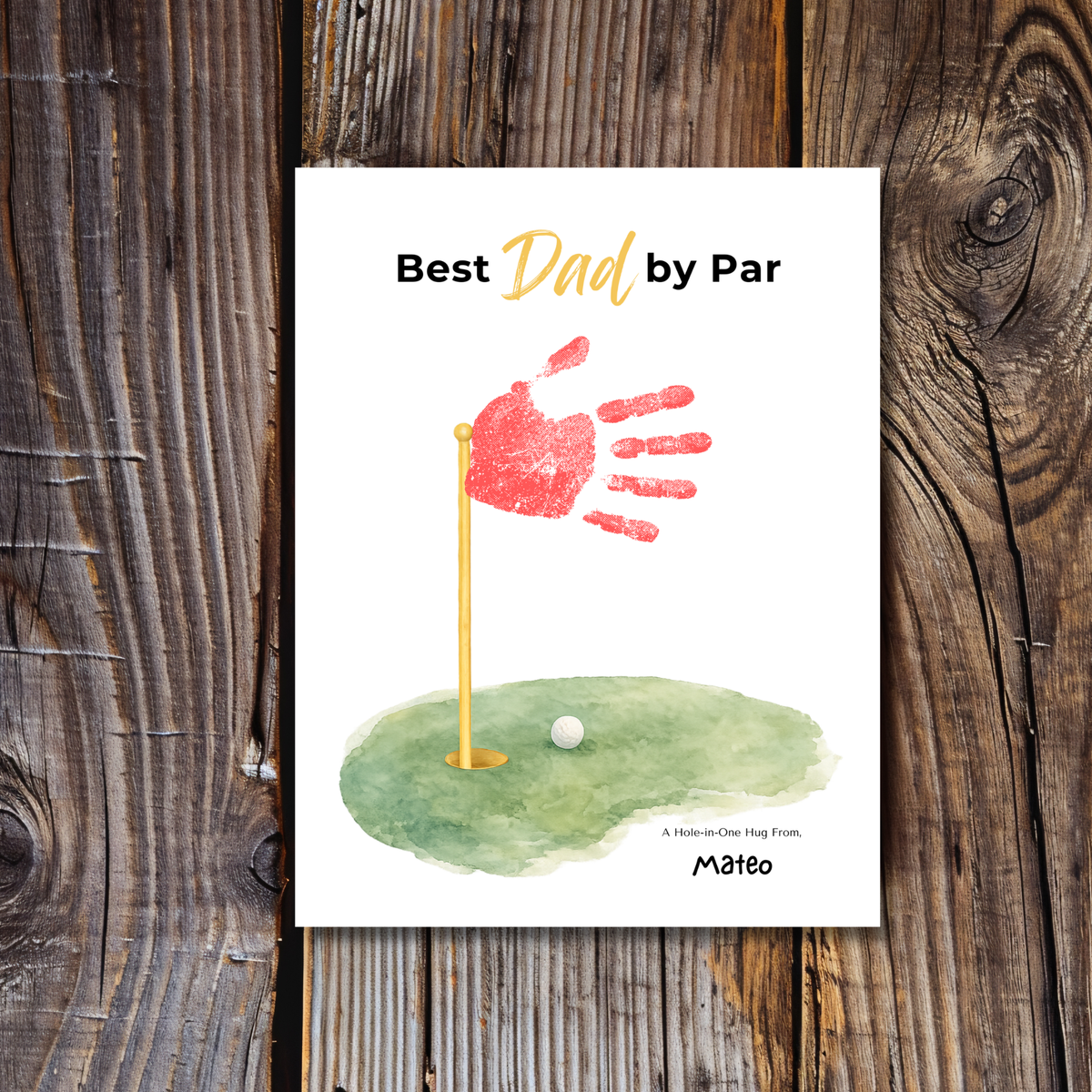 Title Golf Handprint Craft for Dad, Best Dad by Par Printable, Father’s Day Golf Keepsake from Kids, Golf Lover Dad Gift