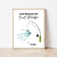 Christian Grandpa Handprint Craft Printable | God Blessed Me with the Best Grandpa Gift | Father’s Day or Birthday Keepsake | Fishing DIY
