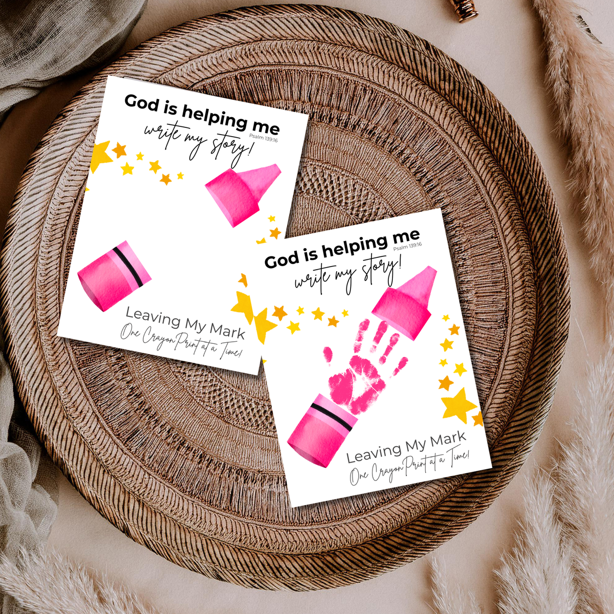 God Is Helping Me Write My Story Handprint Craft Printable | Christian Back to School Keepsake Bundle | Crayon Handprint Activity for Kids