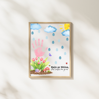 Rain or Shine Handprint Craft Printable | “God Helps Me Grow” Spring Faith-Based Activity | Preschool Christian Keepsake Art PDF