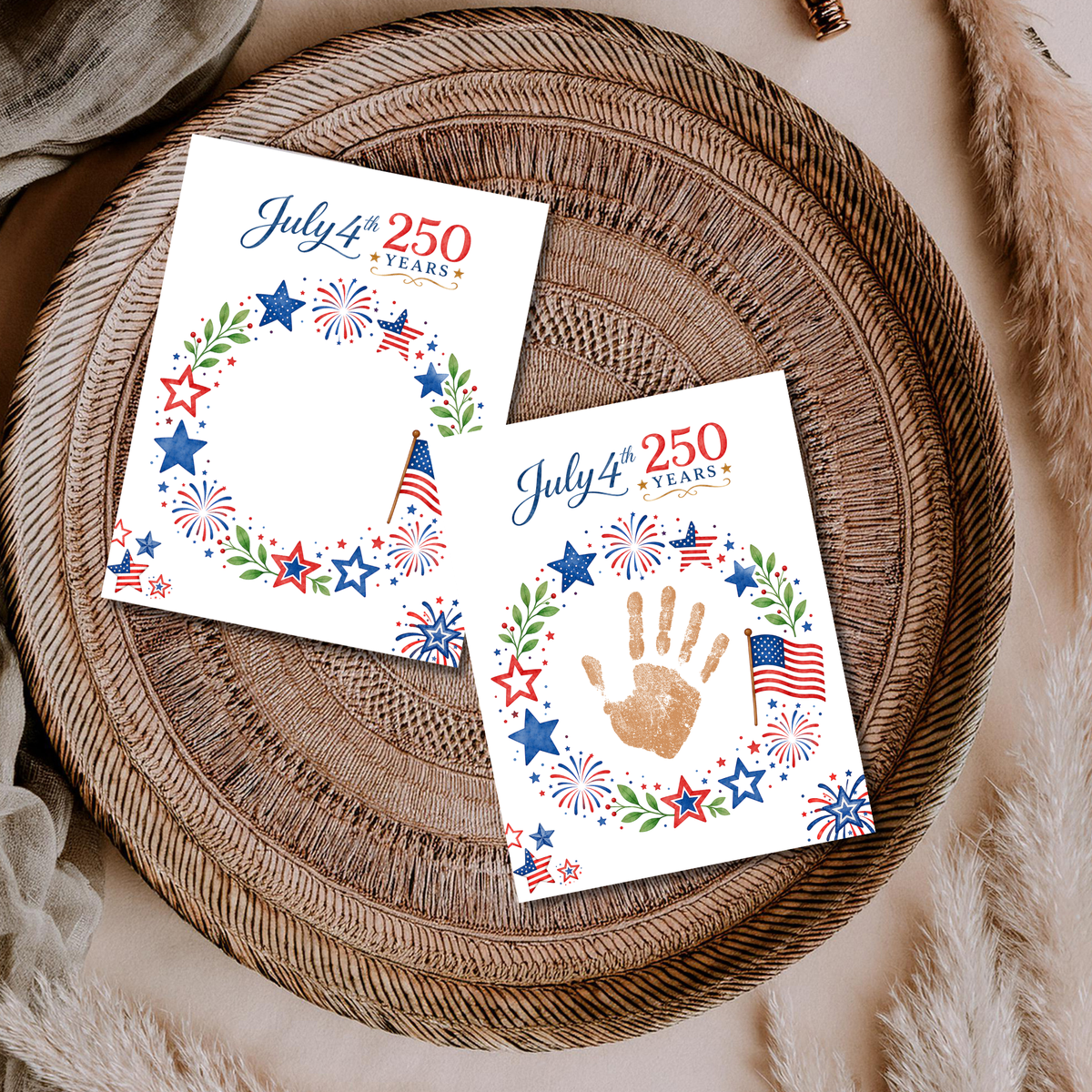 July 4th 250 Years Handprint Craft Printable, Patriotic Independence Day Keepsake Activity for Kids, America 250 Celebration
