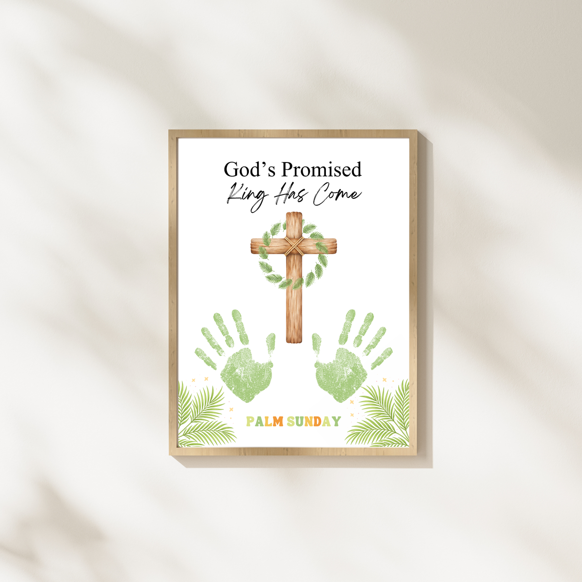 Palm Sunday Handprint Cross Craft Printable | “God’s Promised King Has Come” Christian Kids Activity | Easter Faith Keepsake PDF