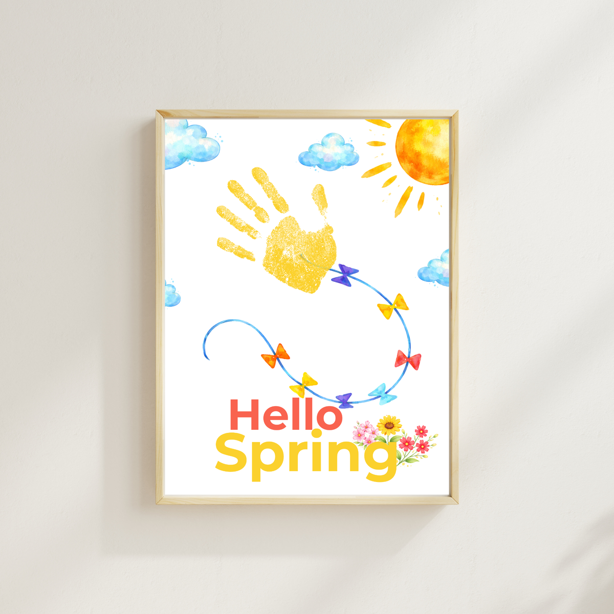 Hello Spring Handprint Kite Craft Printable with Kite | Spring Preschool Activity | Kids Seasonal Art Project | Classroom Spring Keepsake PDF
