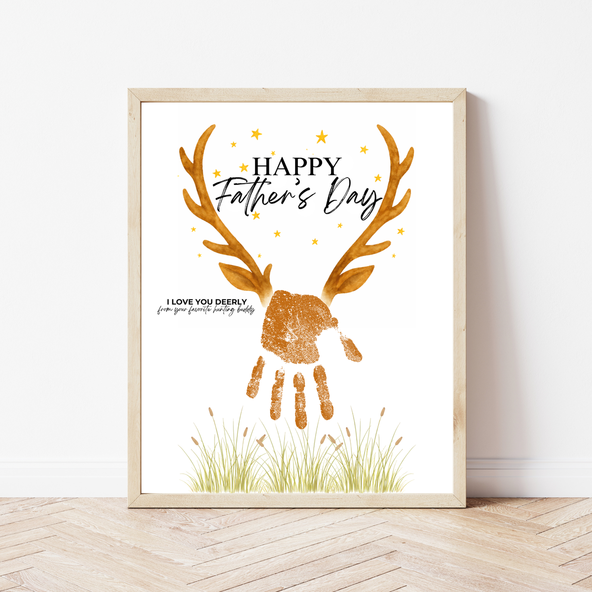 Father’s Day Handprint Craft Printable | Happy Father’s Day Deer Keepsake from Kids | Hunting Dad Gift | Preschool DIY Handprint Art PDF