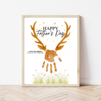 Father’s Day Handprint Craft Printable | Happy Father’s Day Deer Keepsake from Kids | Hunting Dad Gift | Preschool DIY Handprint Art PDF
