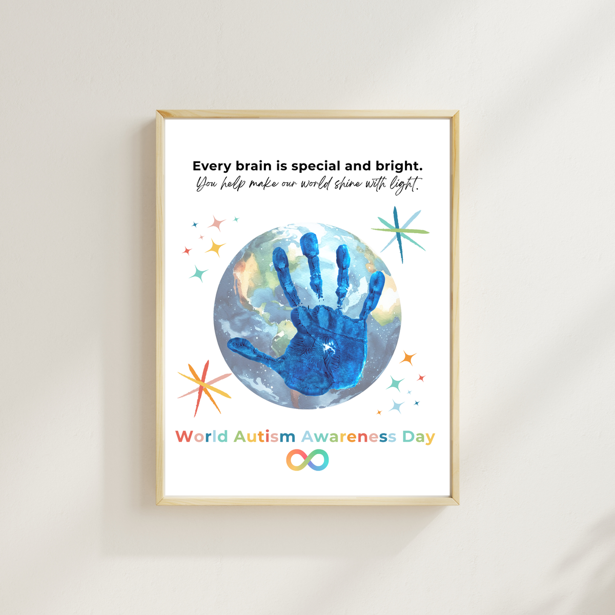 World Autism Acceptance Day Handprint Craft Printable | Autism Awareness & Inclusion Activity for Kids | Classroom Social Emotional Learning Art PDF| Colorful Earth