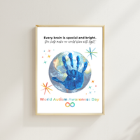 World Autism Acceptance Day Handprint Craft Printable | Autism Awareness & Inclusion Activity for Kids | Classroom Social Emotional Learning Art PDF| Colorful Earth